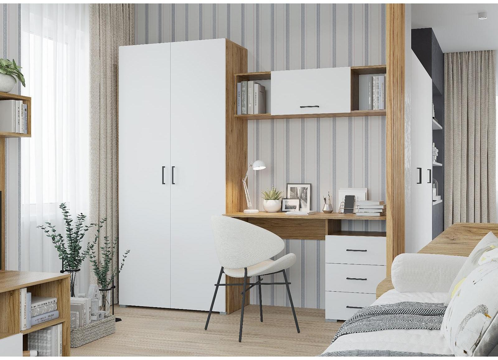 Шкаф 2х ств Лайт, 900х480х2052, Белый/ Дуб золотой