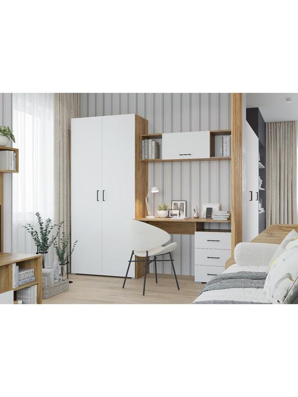 Шкаф 2х ств Лайт, 900х480х2052, Белый/ Дуб золотой