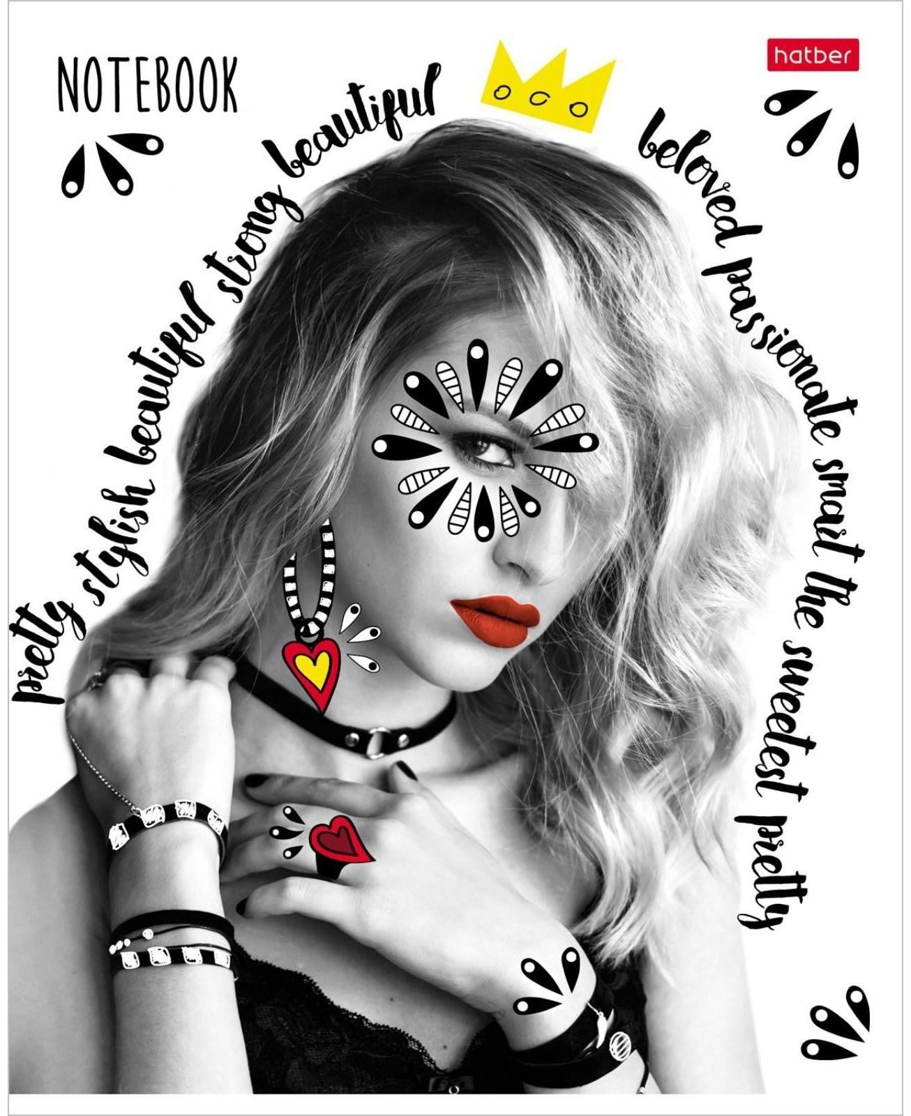 Тетрадь 48 листов, в клетку, Lucky girls, обложка мелованный картон, выборочно лак, блок 65г/м² / Микс 1 шт.