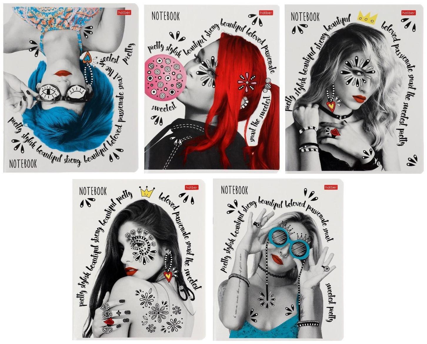 Тетрадь 48 листов, в клетку, Lucky girls, обложка мелованный картон, выборочно лак, блок 65г/м² / Микс 1 шт.