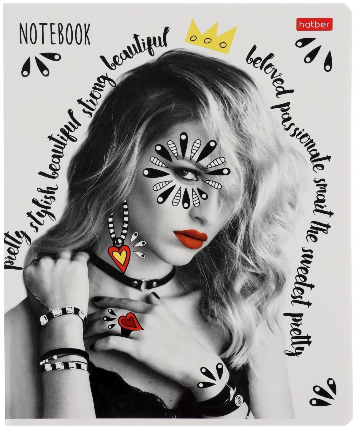 Тетрадь 48 листов, в клетку, Lucky girls, обложка мелованный картон, выборочно лак, блок 65г/м² / Микс 1 шт.