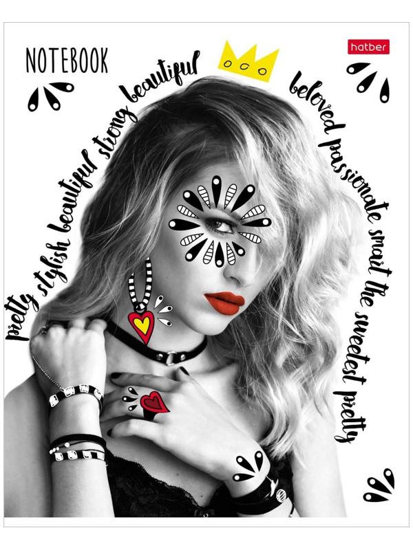 Тетрадь 48 листов, в клетку, Lucky girls, обложка мелованный картон, выборочно лак, блок 65г/м² / Микс 1 шт.