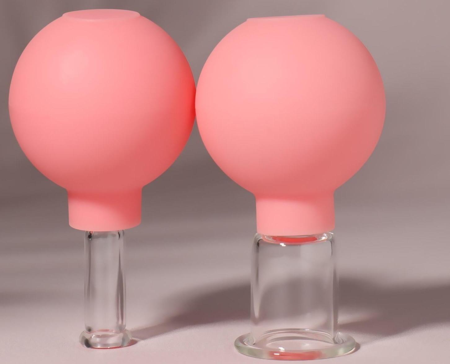 Набор вакуумных банок для массажа, стеклянные, d 1,5/3,5 см, 2 шт, цвет розовый