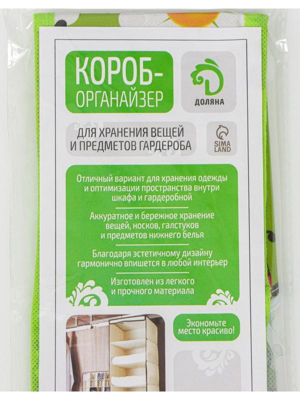 Органайзер для хранения белья Доляна «Божьи коровки», 8 отделений, 28×14×10 см, цвет зелёный