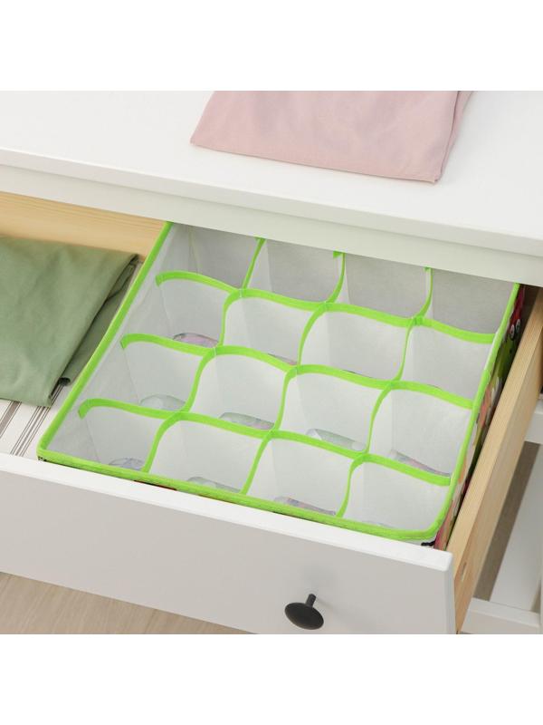 Органайзер для хранения белья Доляна «Божьи коровки», 16 отделений, 32×32×12 см, цвет зелёный