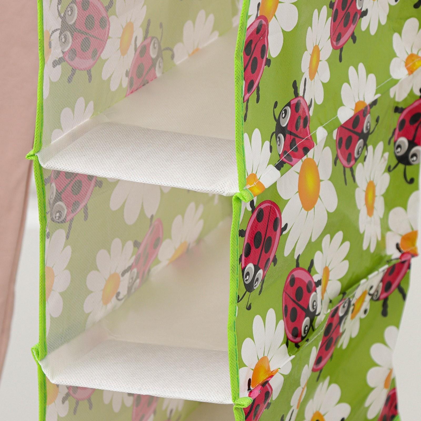 Кофр подвесной Доляна «Божьи коровки», 5 отделений, 30×15×70 см, цвет зелёный