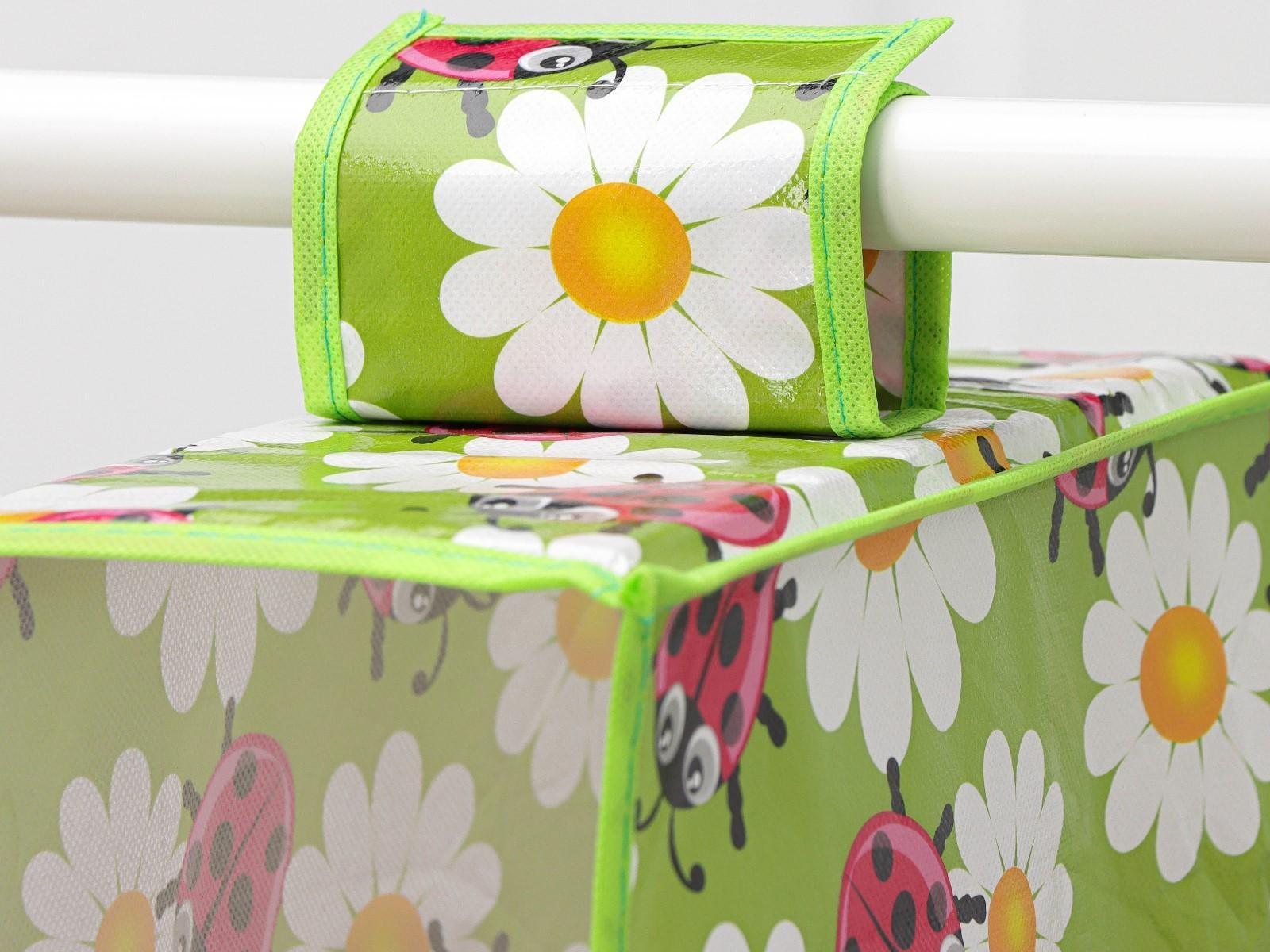 Кофр подвесной Доляна «Божьи коровки», 5 отделений, 30×15×70 см, цвет зелёный