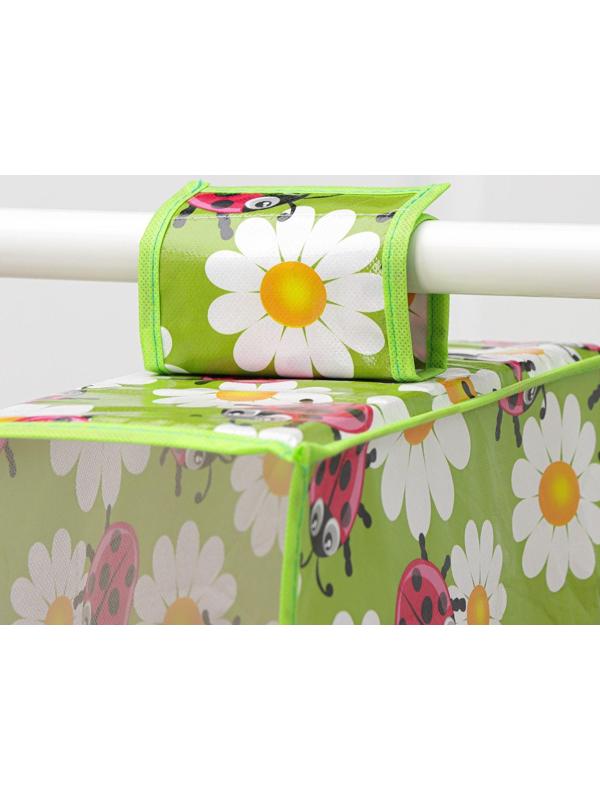 Кофр подвесной Доляна «Божьи коровки», 5 отделений, 30×15×70 см, цвет зелёный