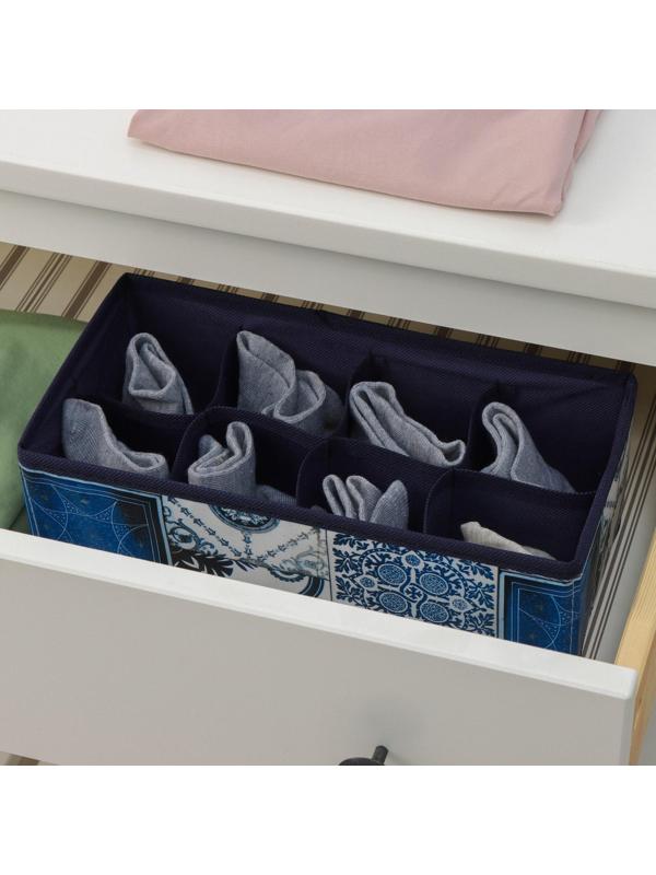 Органайзер для хранения белья Доляна «Мозаика», 8 отделений, 28×14×10 см, цвет синий