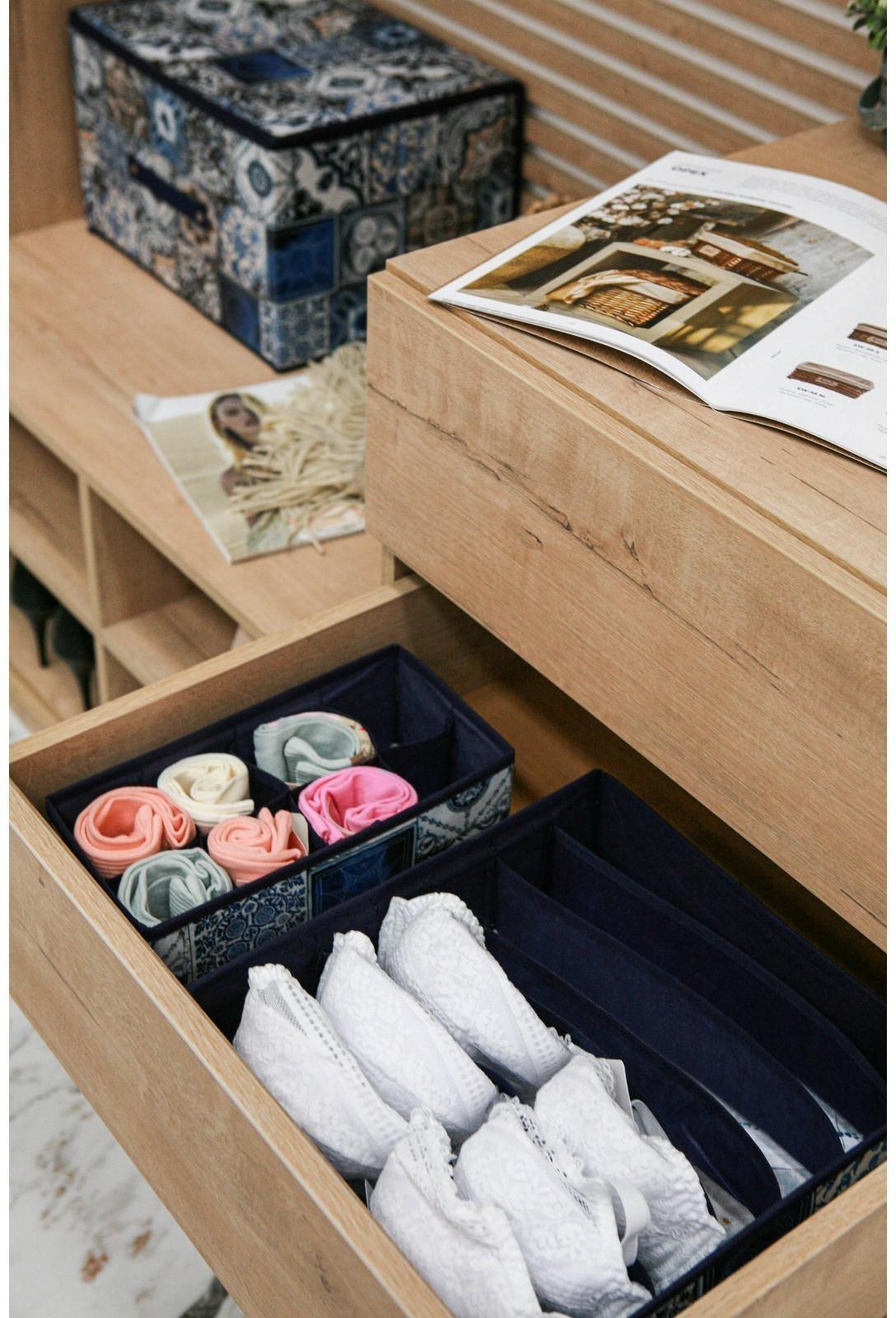 Органайзер для хранения белья Доляна «Мозаика», 7 отделений, 34×30,5×10 см, цвет синий