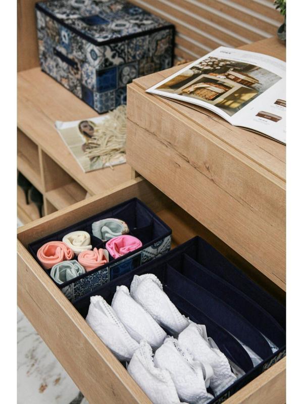 Органайзер для хранения белья Доляна «Мозаика», 7 отделений, 34×30,5×10 см, цвет синий