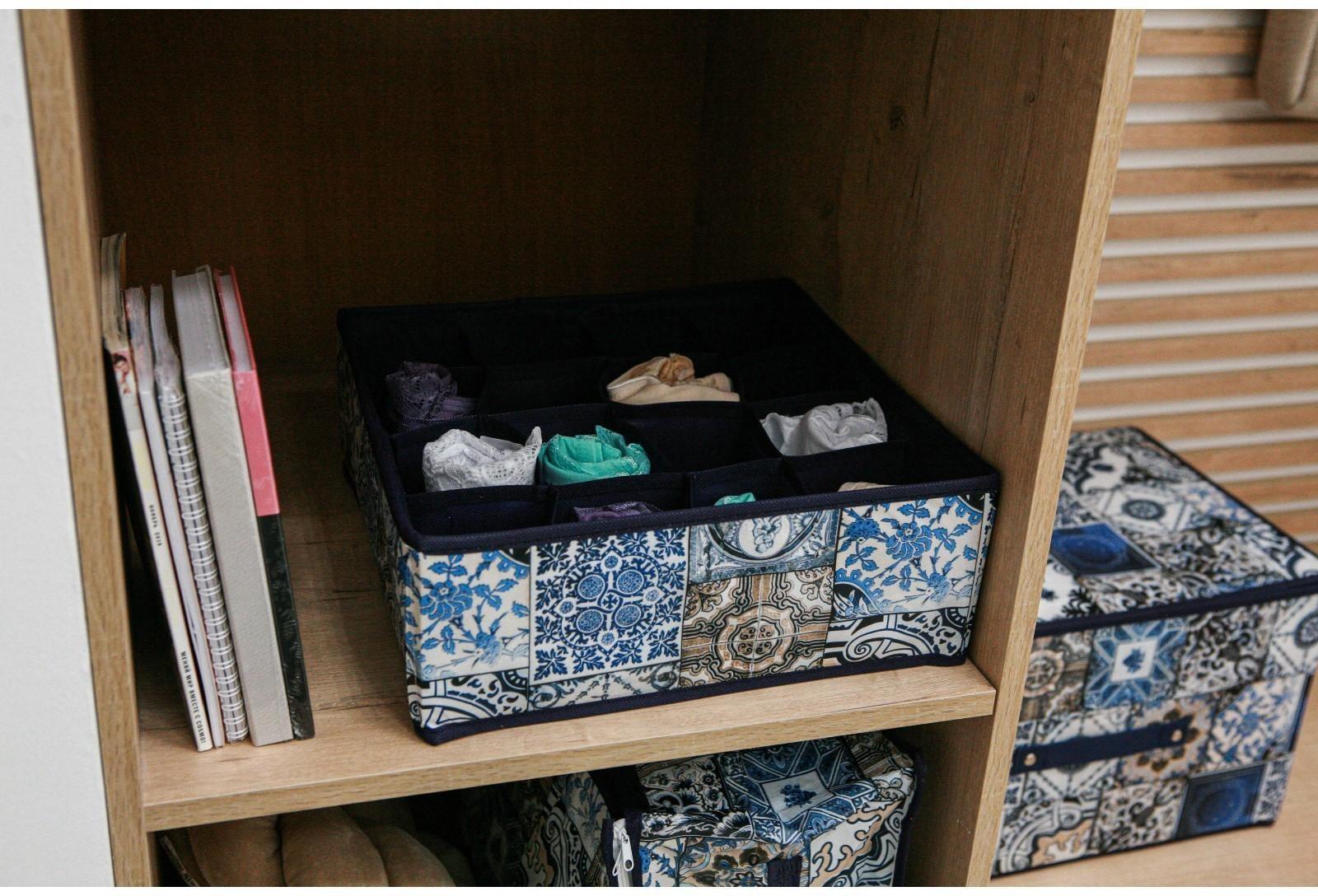 Органайзер для хранения белья Доляна «Мозаика», 16 отделений, 32×32×12 см, цвет синий