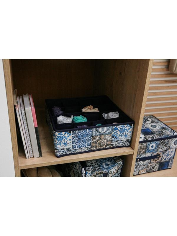 Органайзер для хранения белья Доляна «Мозаика», 16 отделений, 32×32×12 см, цвет синий