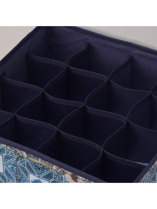 Органайзер для хранения белья Доляна «Мозаика», 16 отделений, 32×32×12 см, цвет синий
