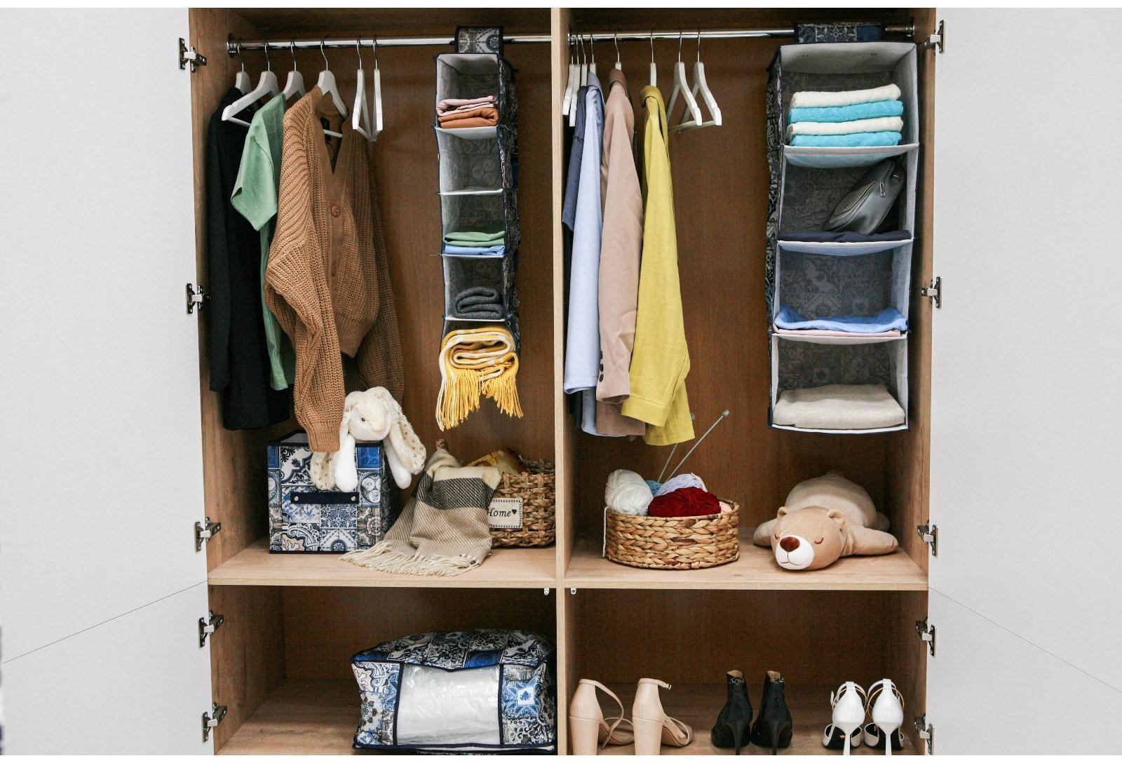 Кофр подвесной Доляна «Мозаика», 4 отделения, 30×30×80 см, цвет синий