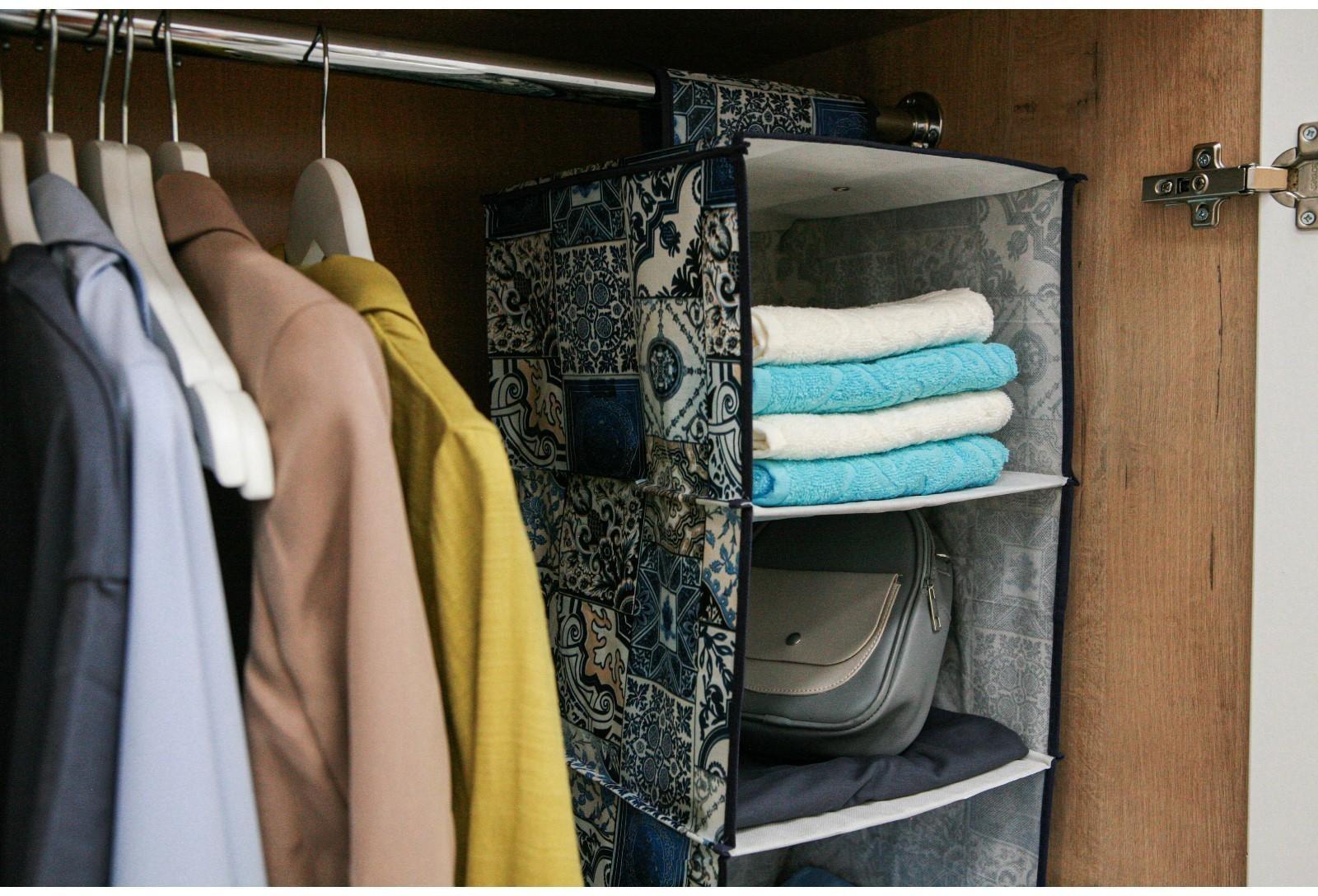 Кофр подвесной Доляна «Мозаика», 4 отделения, 30×30×80 см, цвет синий