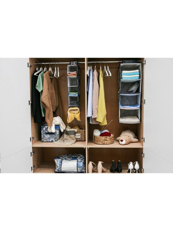 Кофр подвесной Доляна «Мозаика», 4 отделения, 30×30×80 см, цвет синий