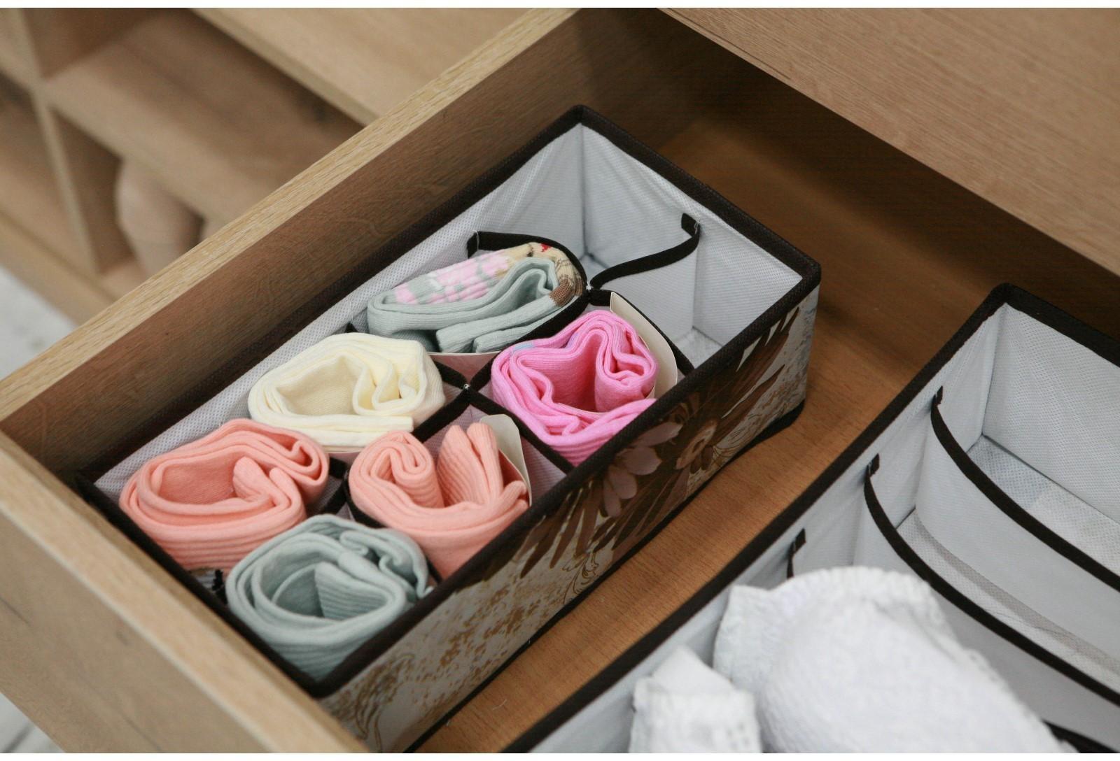 Органайзер для хранения белья Доляна «Астра», 8 отделений, 28×14×10 см, цвет коричневый