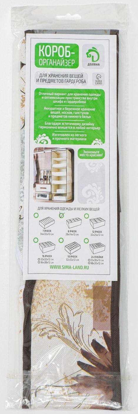 Органайзер для хранения белья Доляна «Астра», 8 отделений, 28×14×10 см, цвет коричневый
