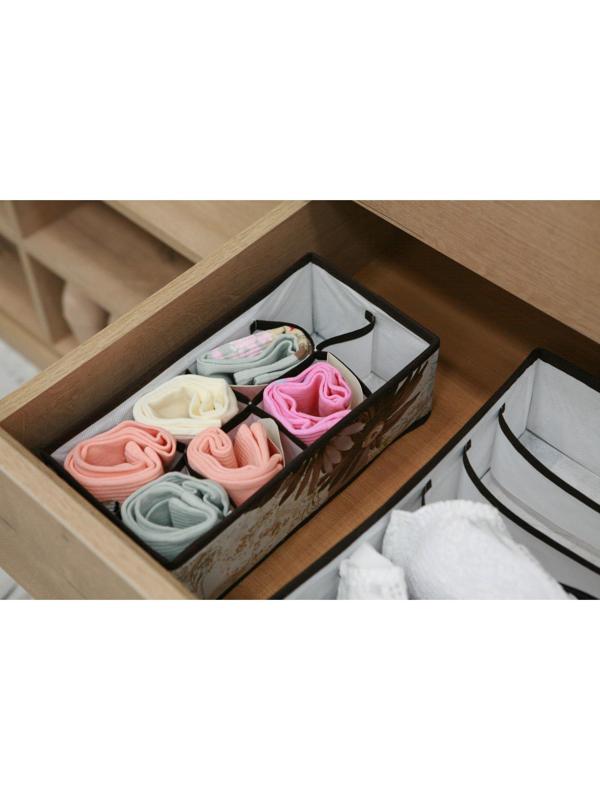 Органайзер для хранения белья Доляна «Астра», 8 отделений, 28×14×10 см, цвет коричневый