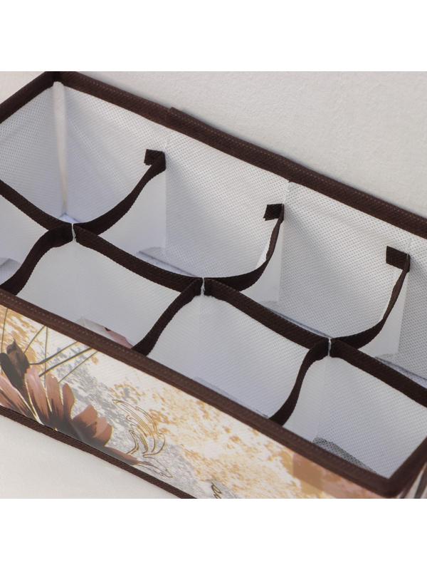 Органайзер для хранения белья Доляна «Астра», 8 отделений, 28×14×10 см, цвет коричневый