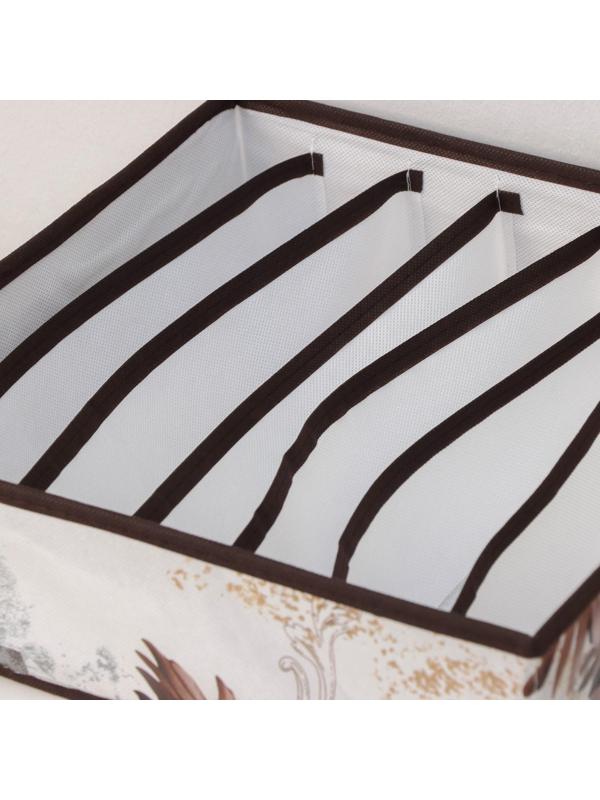 Органайзер для хранения белья Доляна «Астра», 7 отделений, 34×30,5×10 см, цвет коричневый