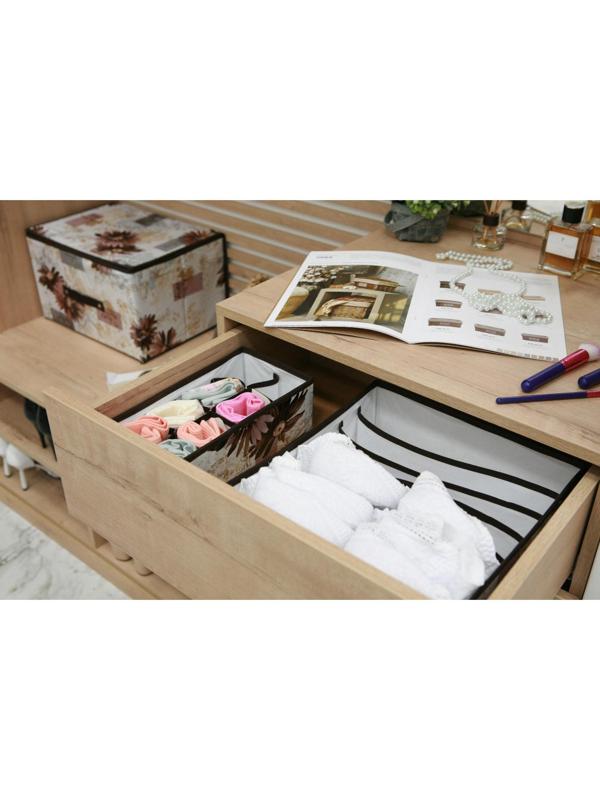 Органайзер для хранения белья Доляна «Астра», 7 отделений, 34×30,5×10 см, цвет коричневый