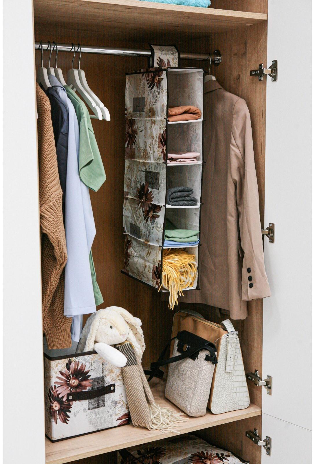 Кофр подвесной Доляна «Астра», 5 отделений, 30×15×70 см, цвет коричневый