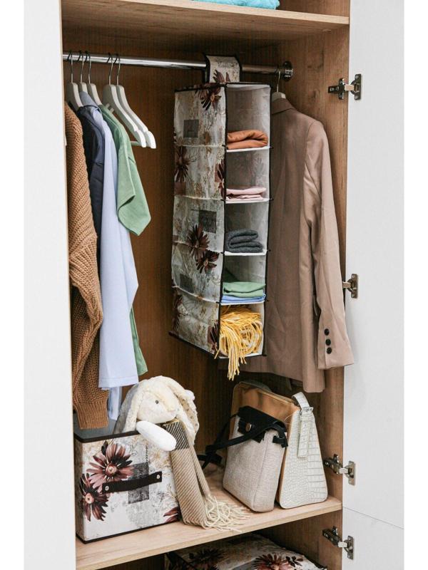 Кофр подвесной Доляна «Астра», 5 отделений, 30×15×70 см, цвет коричневый