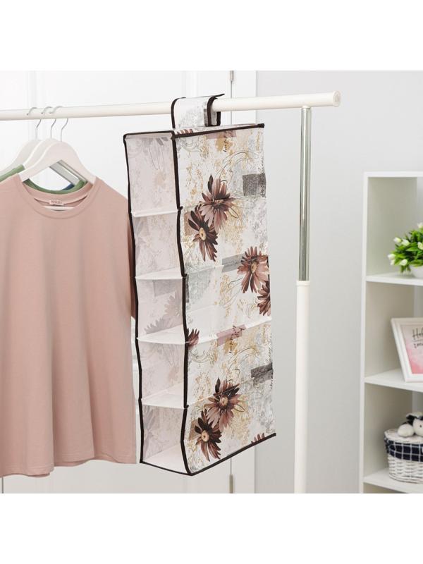 Кофр подвесной Доляна «Астра», 5 отделений, 30×15×70 см, цвет коричневый