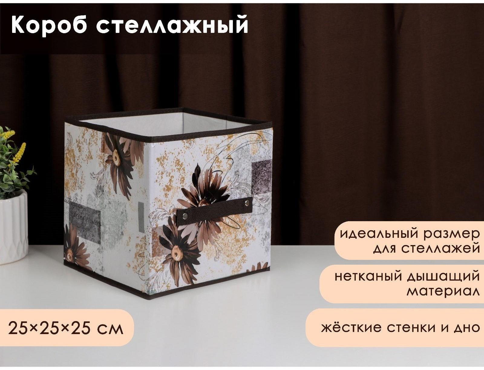 Короб стеллажный для хранения Доляна «Астра», 25×25×25 см, цвет коричневый