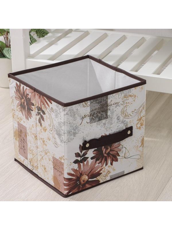 Короб стеллажный для хранения Доляна «Астра», 25×25×25 см, цвет коричневый