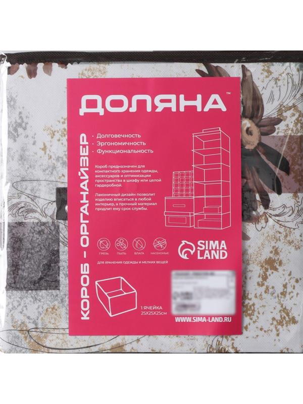 Короб стеллажный для хранения Доляна «Астра», 25×25×25 см, цвет коричневый