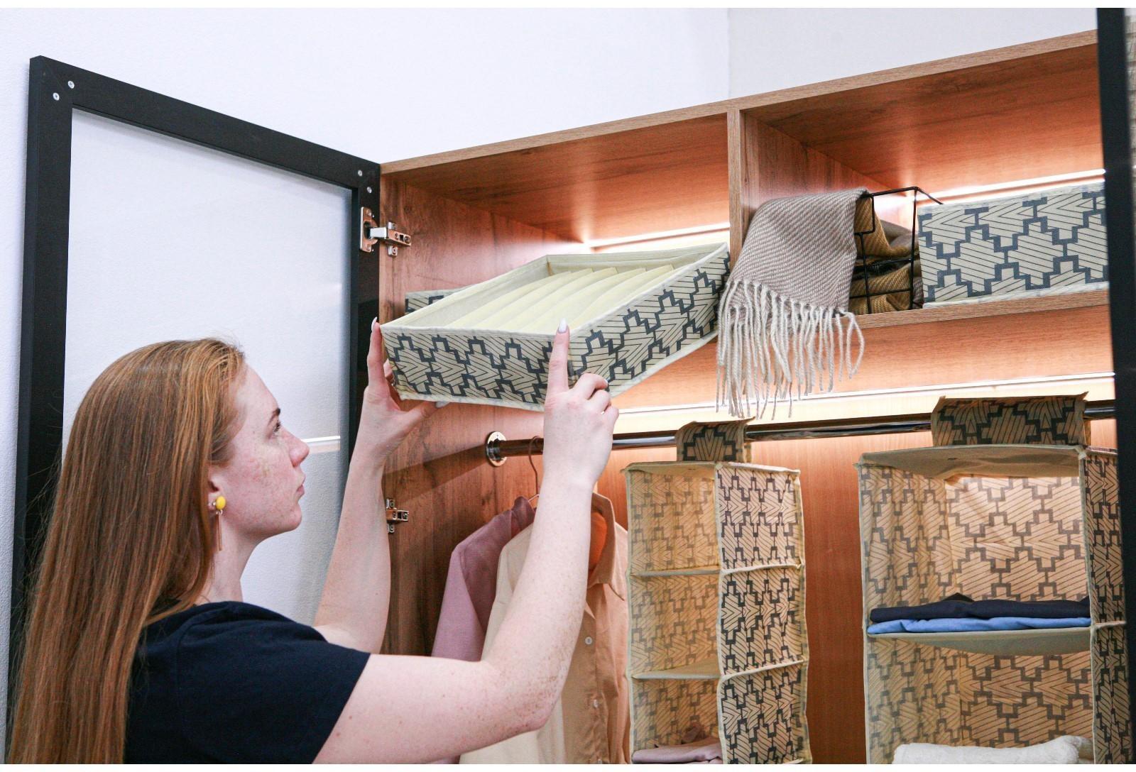 Органайзер для хранения белья Доляна «Гэтс», 7 отделений, 34×30,5×10 см, цвет бежевый