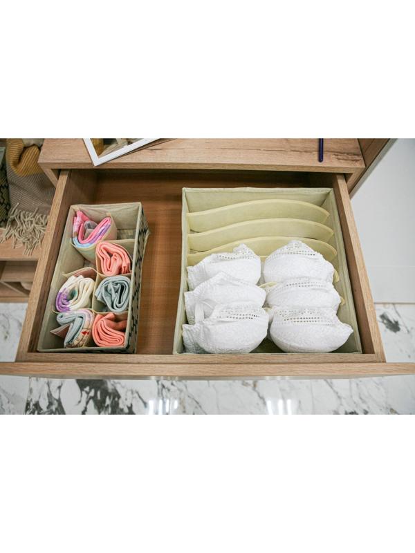 Органайзер для хранения белья Доляна «Гэтс», 7 отделений, 34×30,5×10 см, цвет бежевый