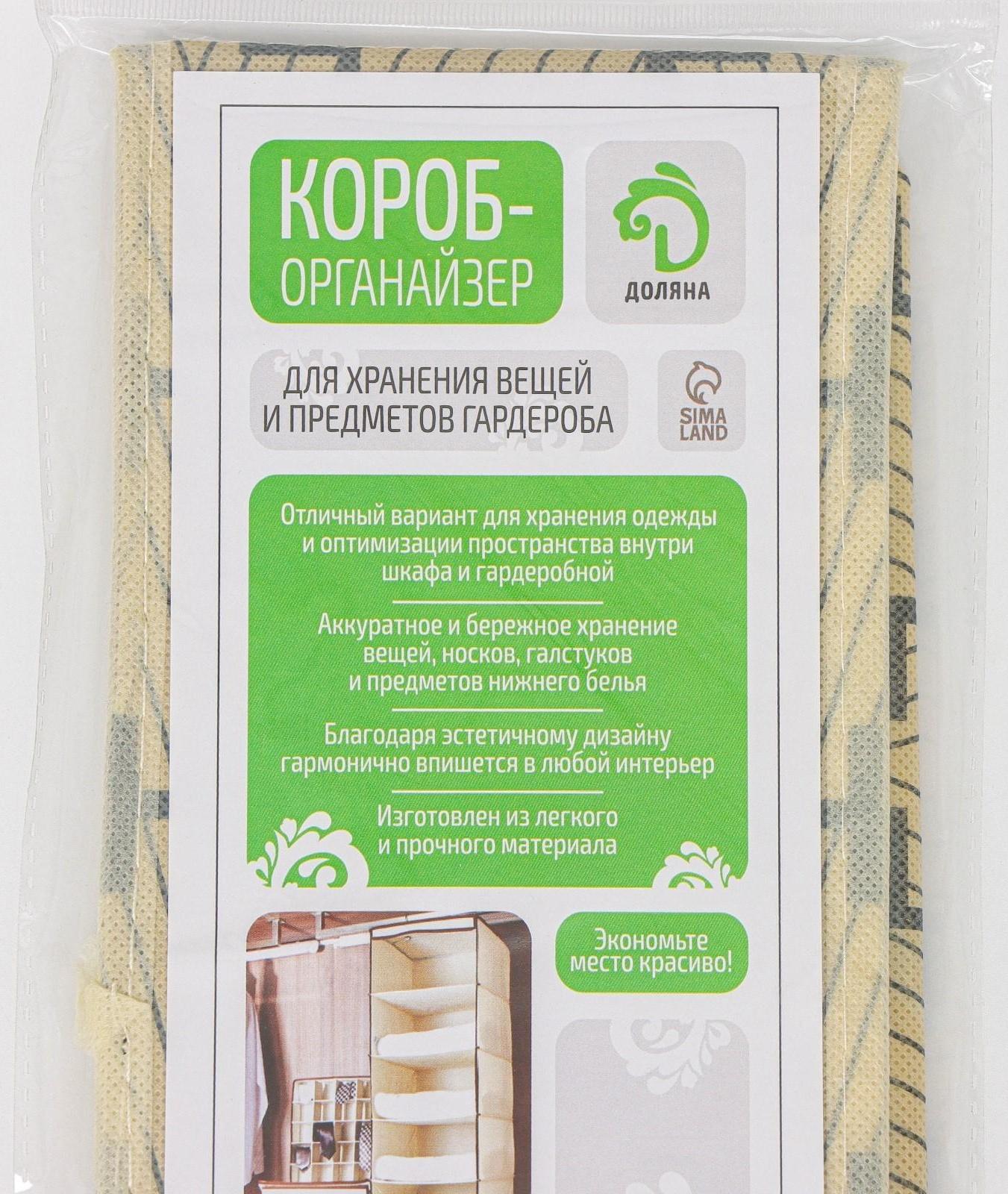 Органайзер для хранения белья Доляна «Гэтс», 12 отделений, 32×24×12 см, цвет бежевый