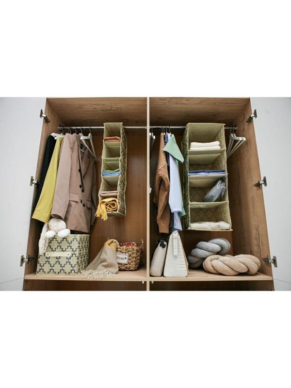 Кофр подвесной Доляна «Гэтс», 4 отделения, 30×30×80 см, цвет бежевый