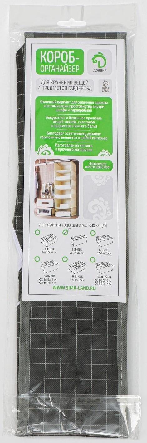 Органайзер для хранения белья Доляна «Кло», 8 отделений, 28×14×10 см, цвет чёрный