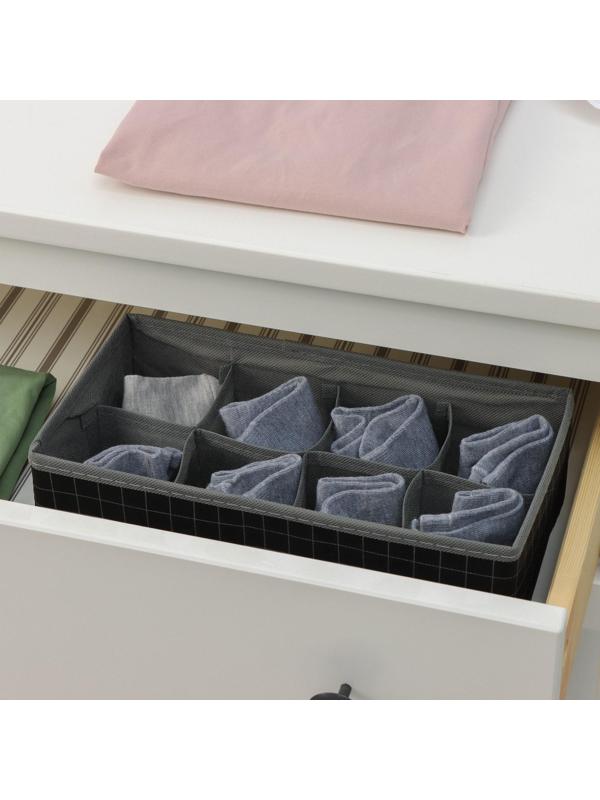 Органайзер для хранения белья Доляна «Кло», 8 отделений, 28×14×10 см, цвет чёрный