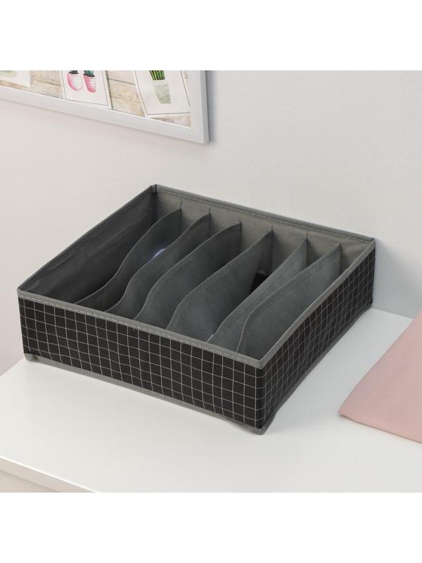 Органайзер для хранения белья Доляна «Кло», 7 отделений, 34×30,5×10 см, цвет чёрный