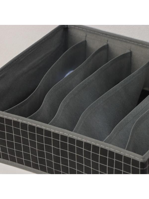 Органайзер для хранения белья Доляна «Кло», 7 отделений, 34×30,5×10 см, цвет чёрный