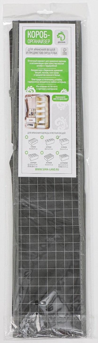Органайзер для хранения белья Доляна «Кло», 12 отделений, 32×24×12 см, цвет чёрный