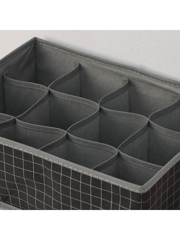 Органайзер для хранения белья Доляна «Кло», 12 отделений, 32×24×12 см, цвет чёрный