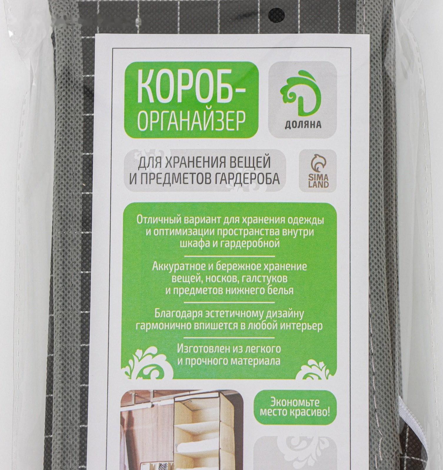 Органайзер для хранения белья Доляна «Кло», 16 отделений, 32×32×12 см, цвет чёрный