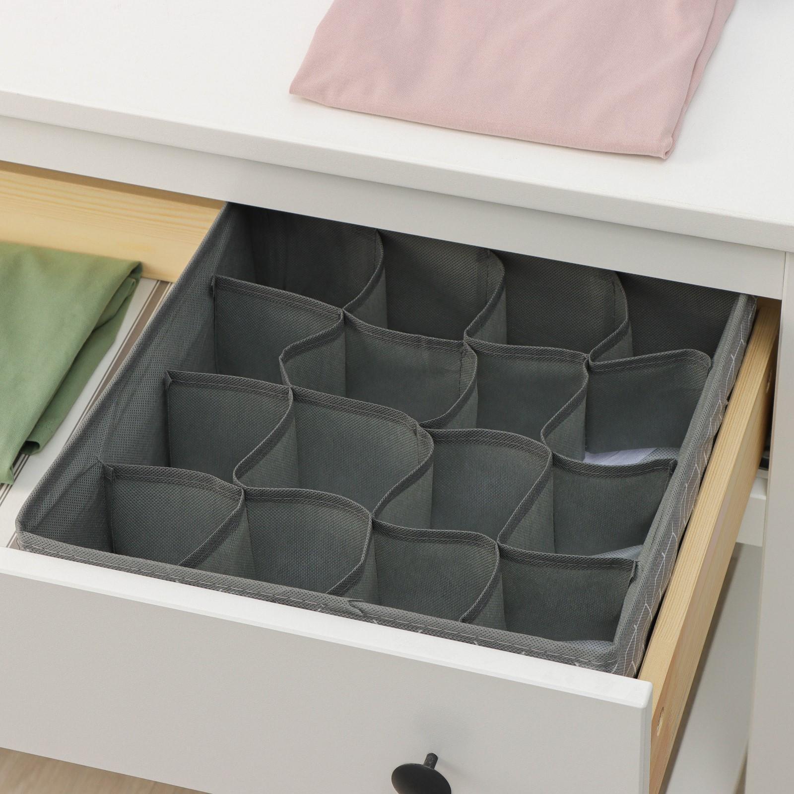 Органайзер для хранения белья Доляна «Кло», 16 отделений, 32×32×12 см, цвет чёрный