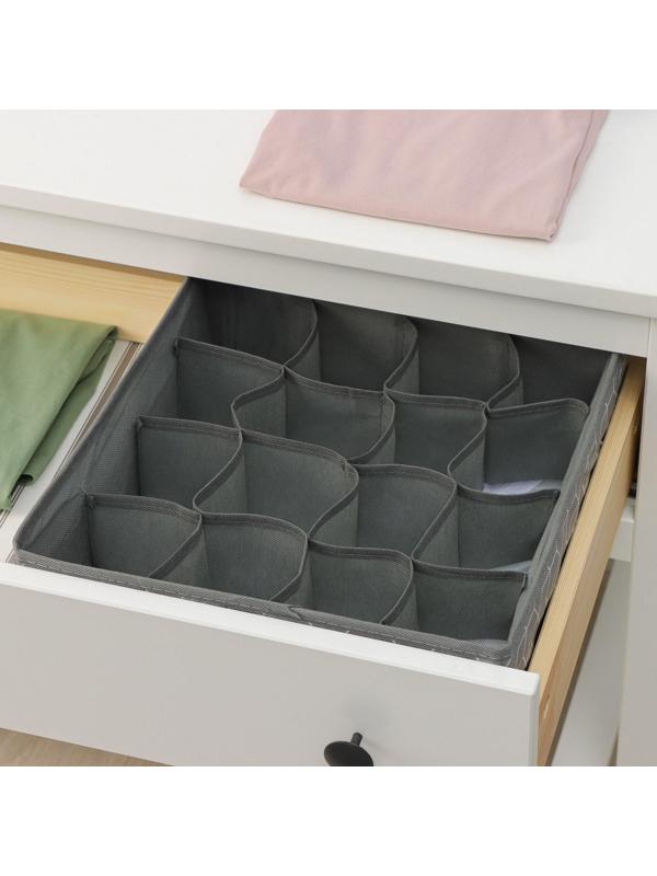 Органайзер для хранения белья Доляна «Кло», 16 отделений, 32×32×12 см, цвет чёрный