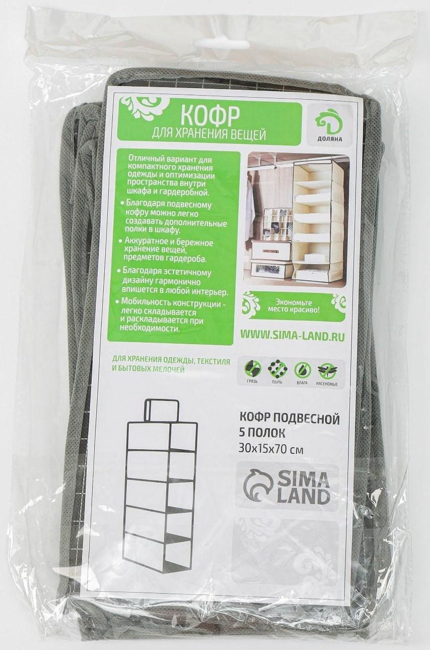 Кофр подвесной Доляна «Кло», 5 отделений, 30×15×70 см, цвет чёрный