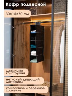 Кофр подвесной Доляна «Кло», 5 отделений, 30×15×70 см, цвет чёрный