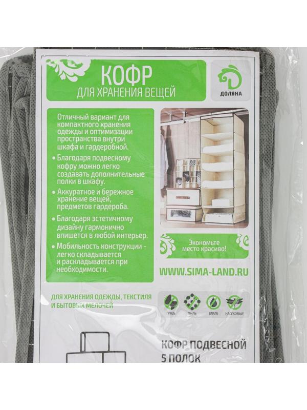 Кофр подвесной Доляна «Кло», 5 отделений, 30×15×70 см, цвет чёрный