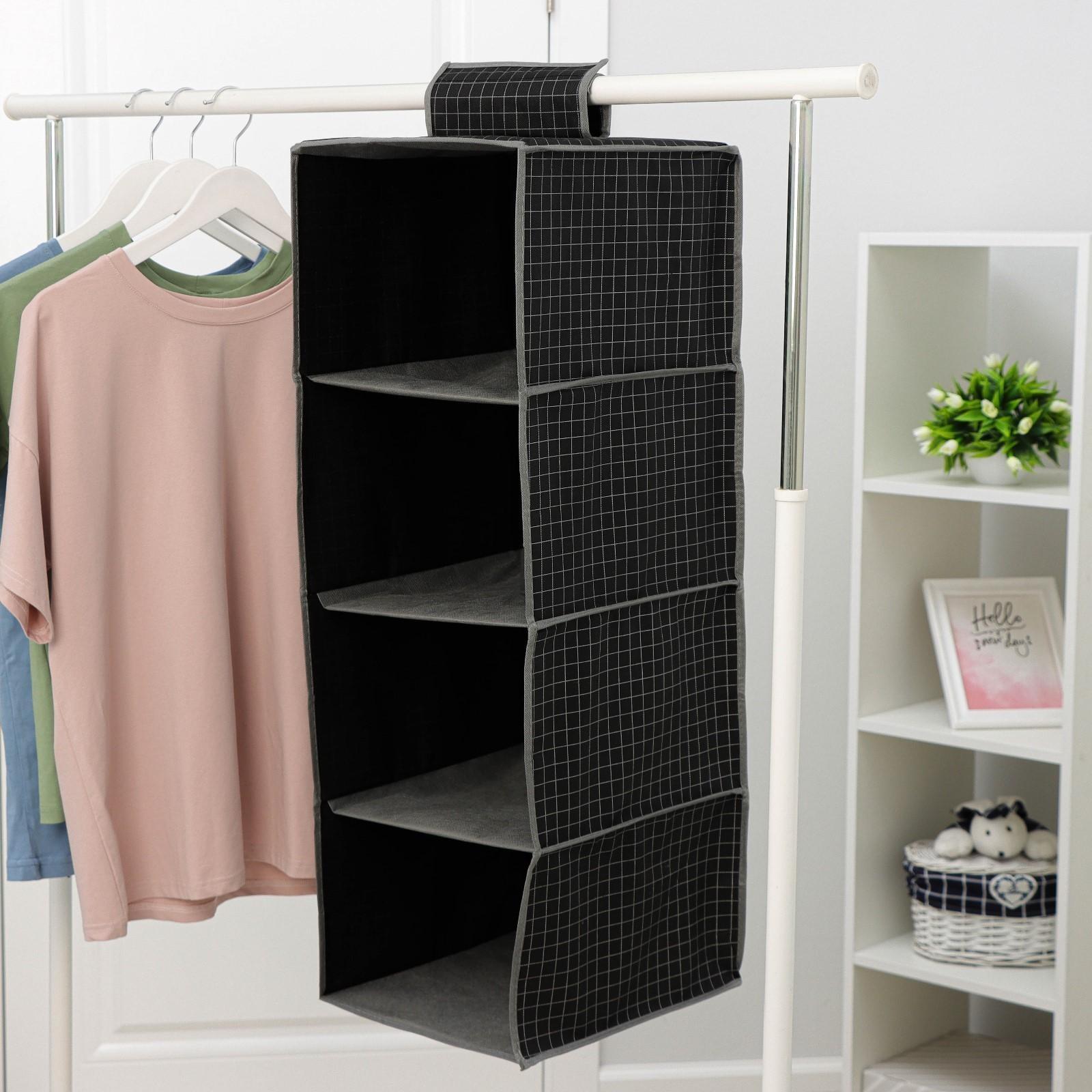 Кофр подвесной Доляна «Кло», 4 отделения, 30×30×80 см, цвет чёрный